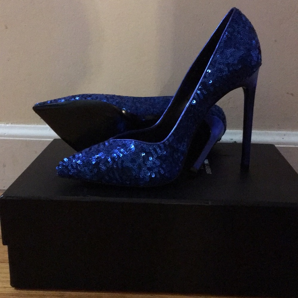Saint Laurent blue sequence heels